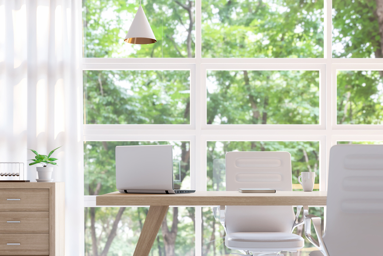 desk in front of window