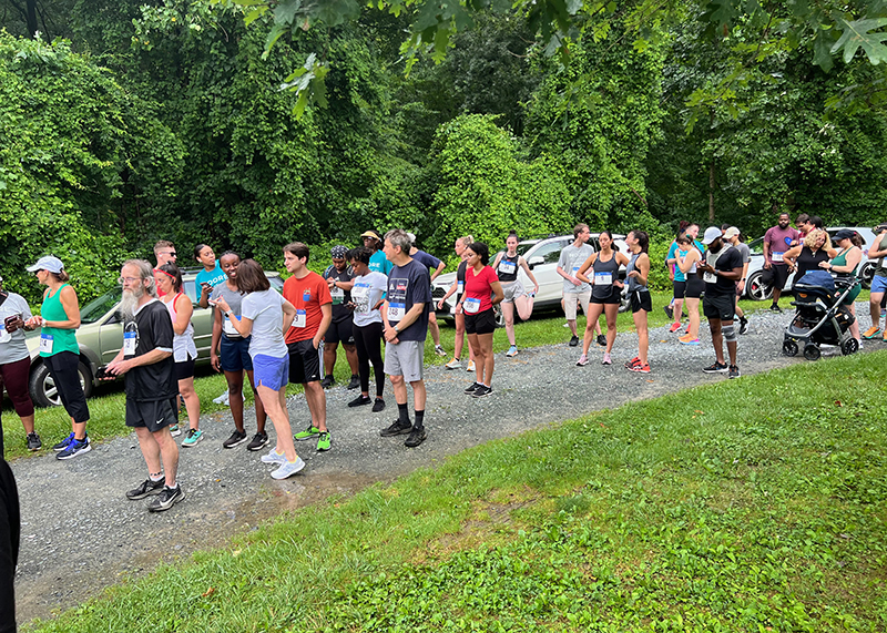 participants line up at the starting line for the 2023 5K