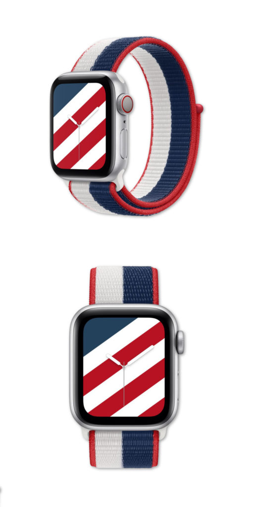 In time for the Olympics, the new USA Apple Watch International Sports Bands coordinate with matching Apple Watch Faces. Lots of countries to choose from