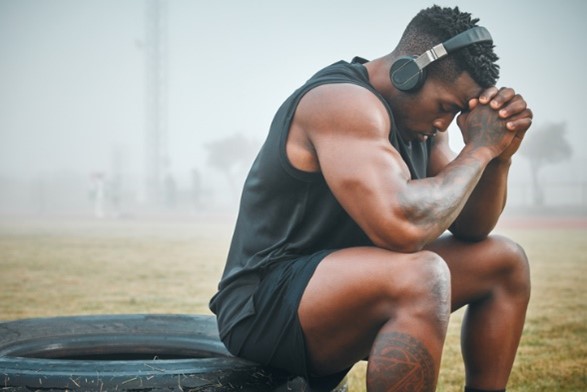 athlete resting, thinking