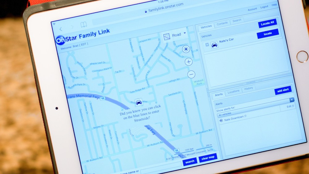 OnStar's Family Link shows you where your child's car is, in real time.