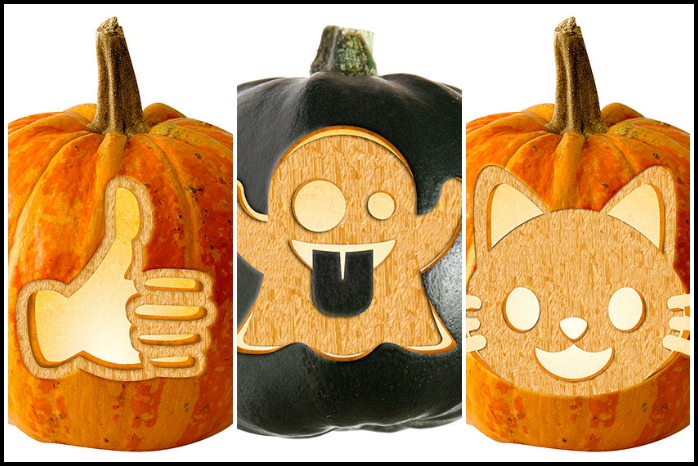 20 free emoji Halloween pumpkin carving stencils that we red heart big time.