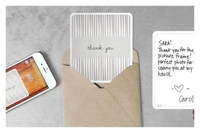With the Felt greeting card app, your kids will be begging you to let them write their thank you notes