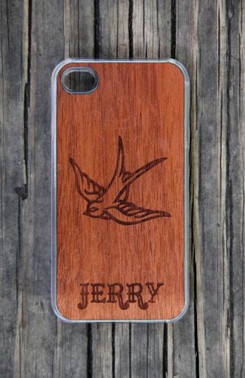 A personalized wooden iPhone case for dad that says don’t mess with my iPhone, kid.