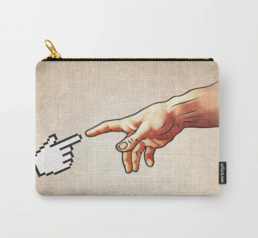 Delightfully geeky gifts under $20 | Creation of Adam Parody Pouch